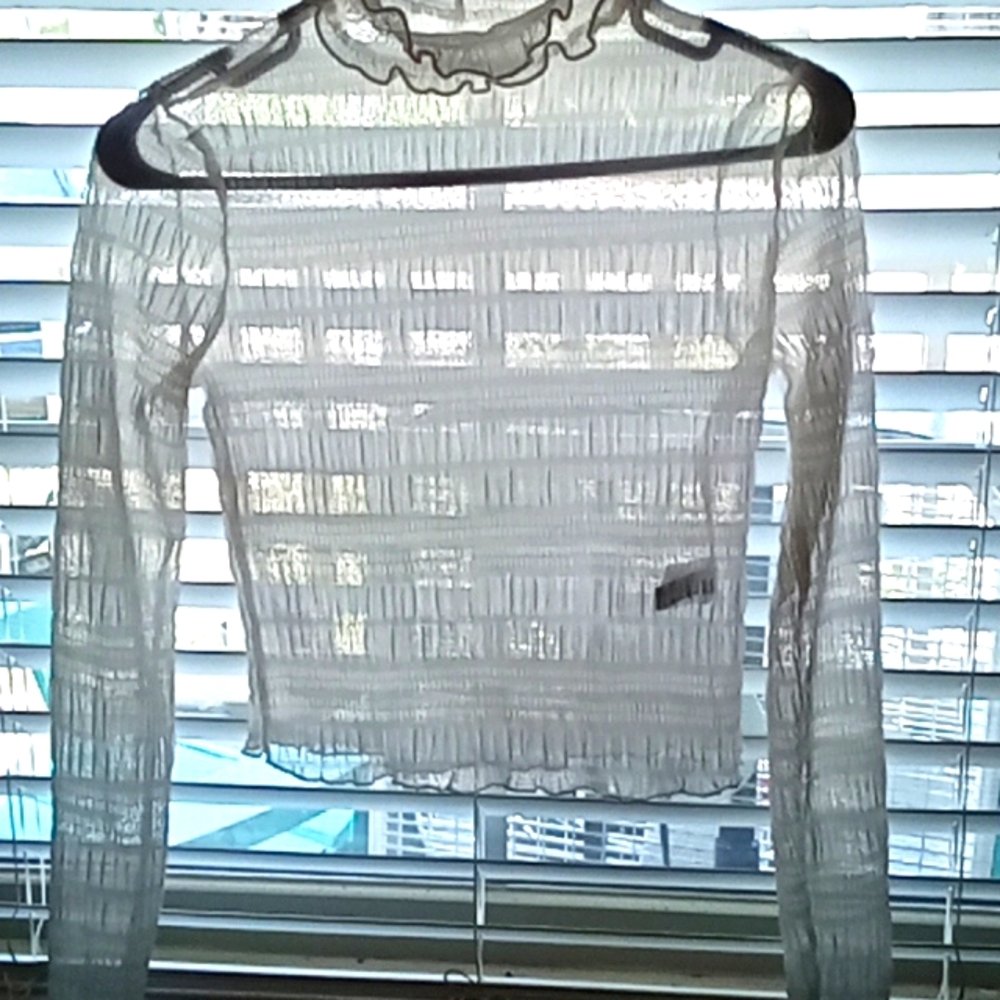 Paper Thin Merokeety Elegant White Sheer Women's Top Medium